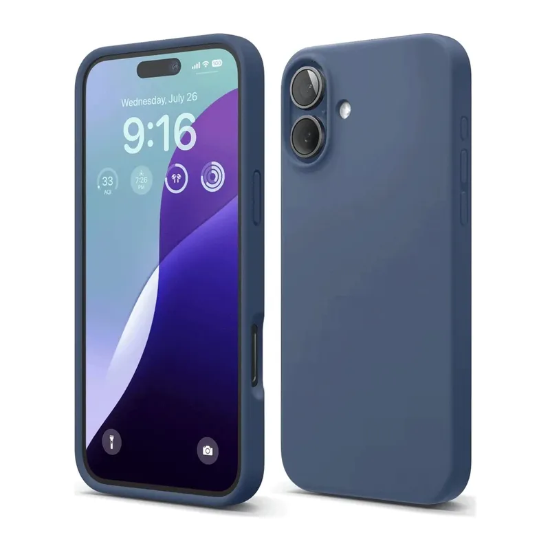 Apple iPhone 16 Uyumlu Kılıf Nano içi Kadife Silikon - Lacivert