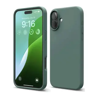 Apple iPhone 16 Plus Uyumlu Kılıf Nano içi Kadife Silikon - Koyu Yeşil