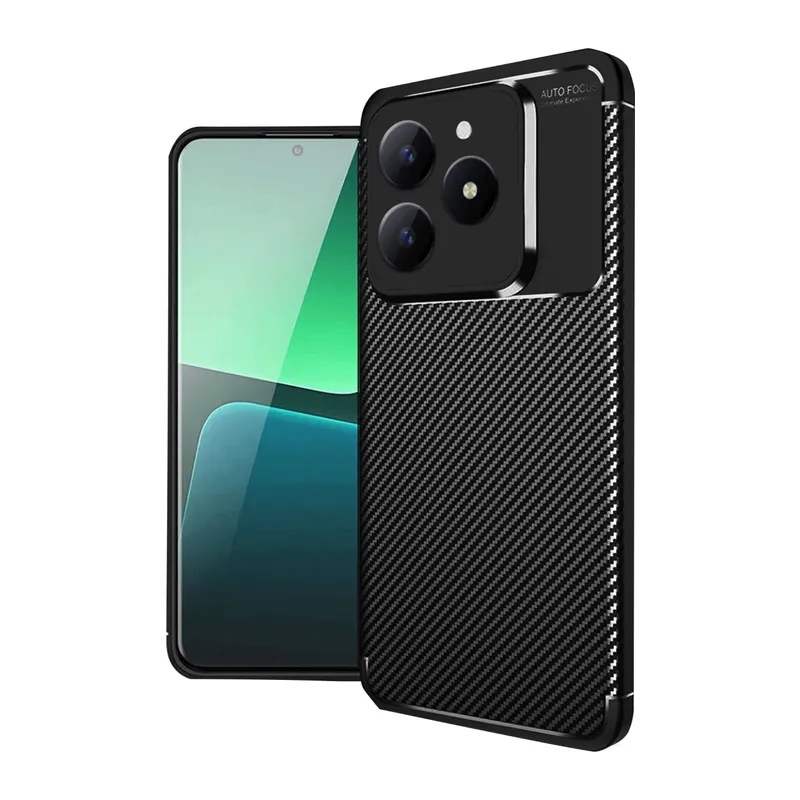 Realme C61 Uyumlu Kılıf Auto Focus Karbon Kapak - Siyah
