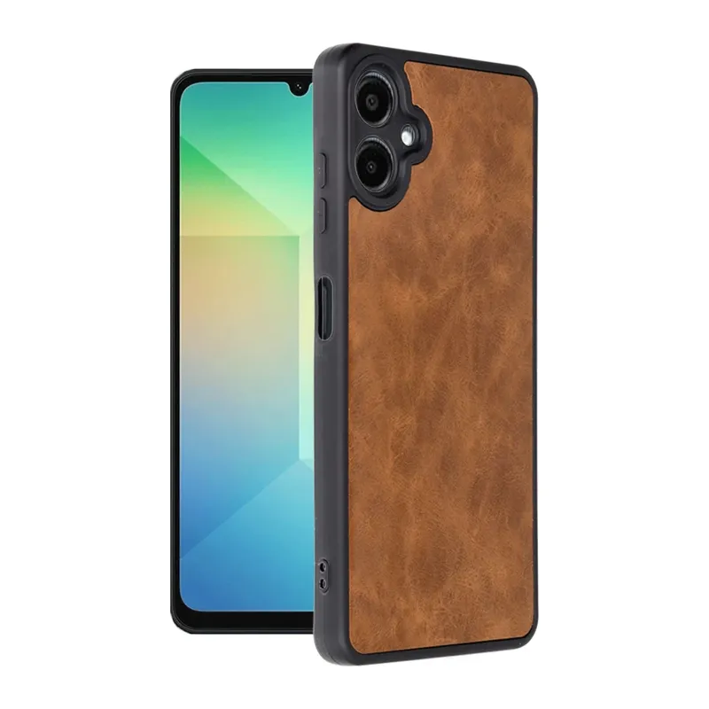 Samsung Galaxy A06 Uyumlu Kılıf Aras Deri Kapak - Taba