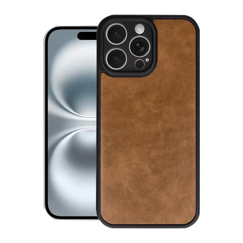 Apple iPhone 16 Pro Uyumlu Kılıf Aras Deri Kapak - Taba