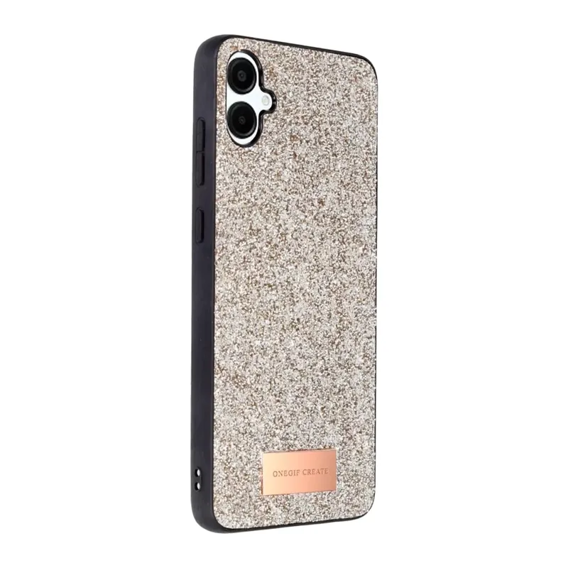 Onegif Samsung Galaxy A06 Uyumlu Bright Simli Kapak - Gold