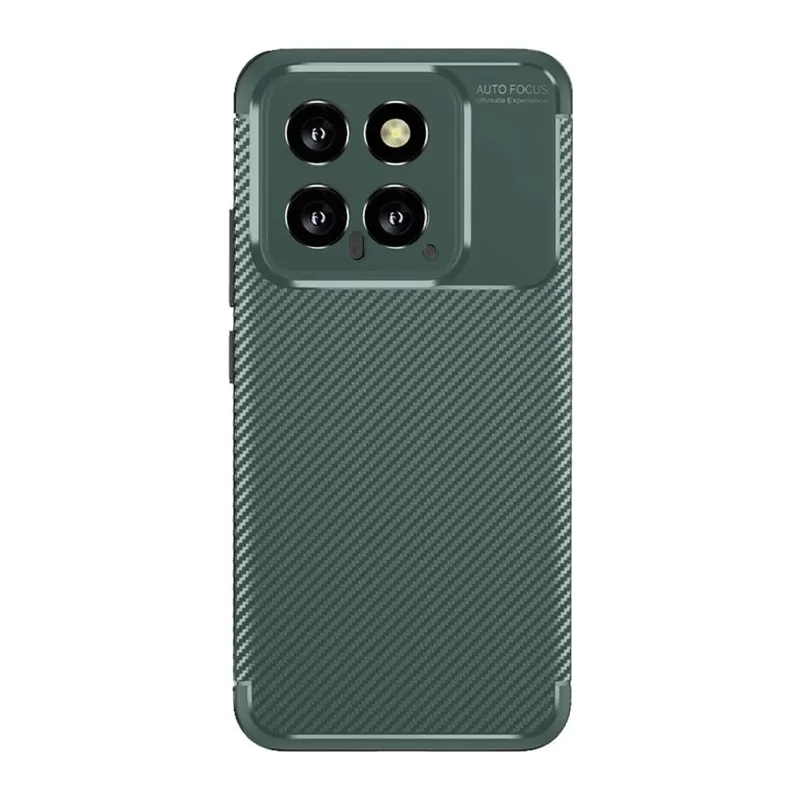 Xiaomi Mi 14T Uyumlu Kılıf Auto Focus Karbon Kapak - Koyu Yeşil