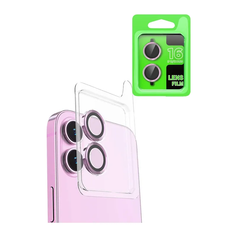 Apple iPhone 16 Uyumlu Raze Metal Kamera Lens - Pembe