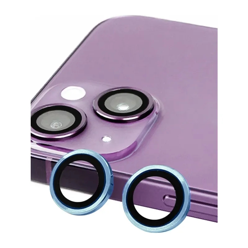 Apple iPhone 13 Uyumlu Raze Metal Kamera Lens - Mavi