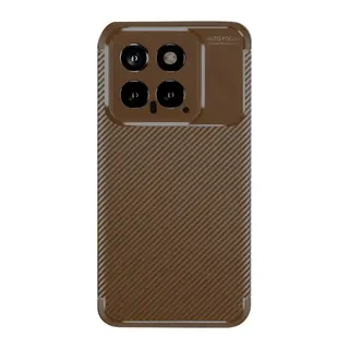 Xiaomi Mi 14T Uyumlu Kılıf Auto Focus Karbon Kapak - Kahverengi