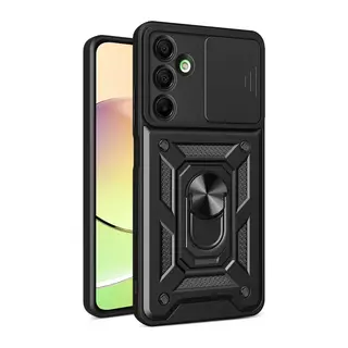 Samsung Galaxy A16 5G Uyumlu Kılıf Pars Lens Yüzüklü Silikon - Siyah
