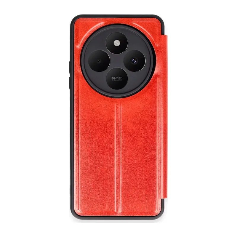 Xiaomi Redmi 14C Uyumlu Kılıf Flip Cover - Kırmızı