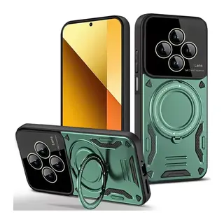 Xiaomi Redmi 14C Uyumlu Kılıf Joy Lens Standlı Kapak - Koyu Yeşil