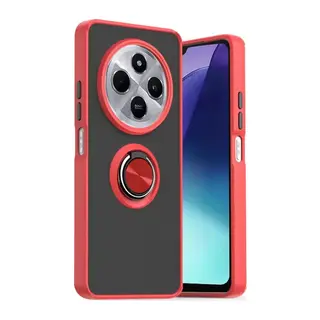 Xiaomi Redmi 14C Uyumlu Kılıf Montreal Yüzüklü Silikon Kapak - Kırmızı