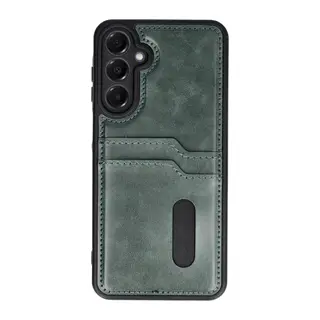 Samsung Galaxy A36 Uyumlu Kılıf Sara Kartvizitli Deri Kılıf - Koyu Yeşil