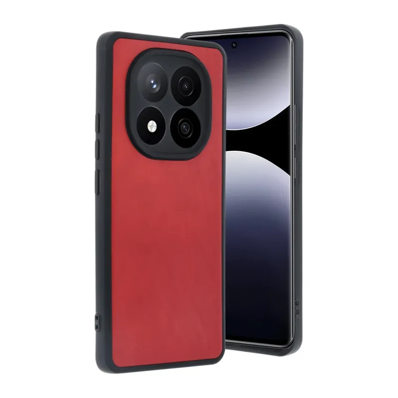 Xiaomi Redmi Note 14 Pro 5G Uyumlu Kılıf Aras Deri Kapak - Kırmızı