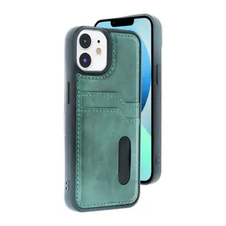 Apple iPhone 11 Uyumlu Kılıf Sara Kartvizitli Deri Kılıf - Koyu Yeşil