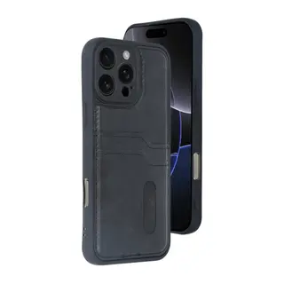 Apple iPhone 16 Pro Max Uyumlu Kılıf Sara Kartvizitli Deri Kılıf - Siyah