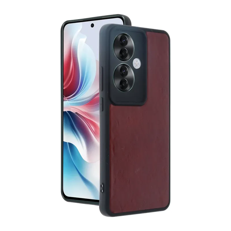 Oppo Reno 11F Uyumlu Kılıf Aras Deri Kapak - Bordo