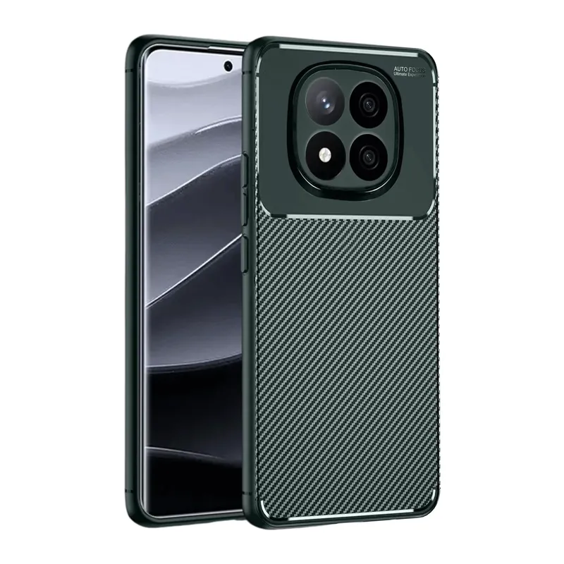 Xiaomi Redmi Note 14 Pro 4G Uyumlu Kılıf Auto Focus Karbon Kapak - Koyu Yeşil