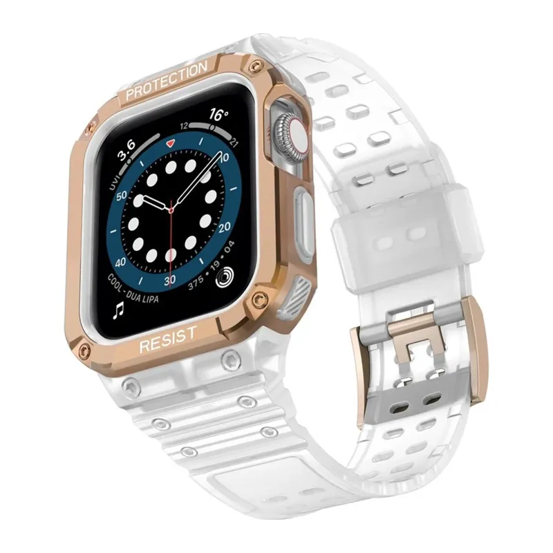 Apple Watch 42mm Uyumlu KR401 Silikon Kordon - Beyaz-Rose