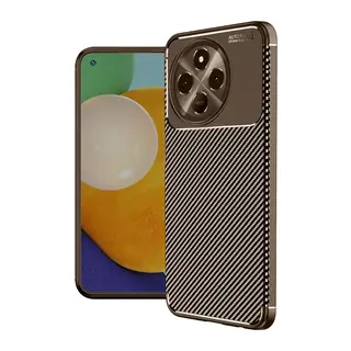 Tecno Spark 30 Pro Uyumlu Kılıf Auto Focus Karbon Kapak - Kahverengi