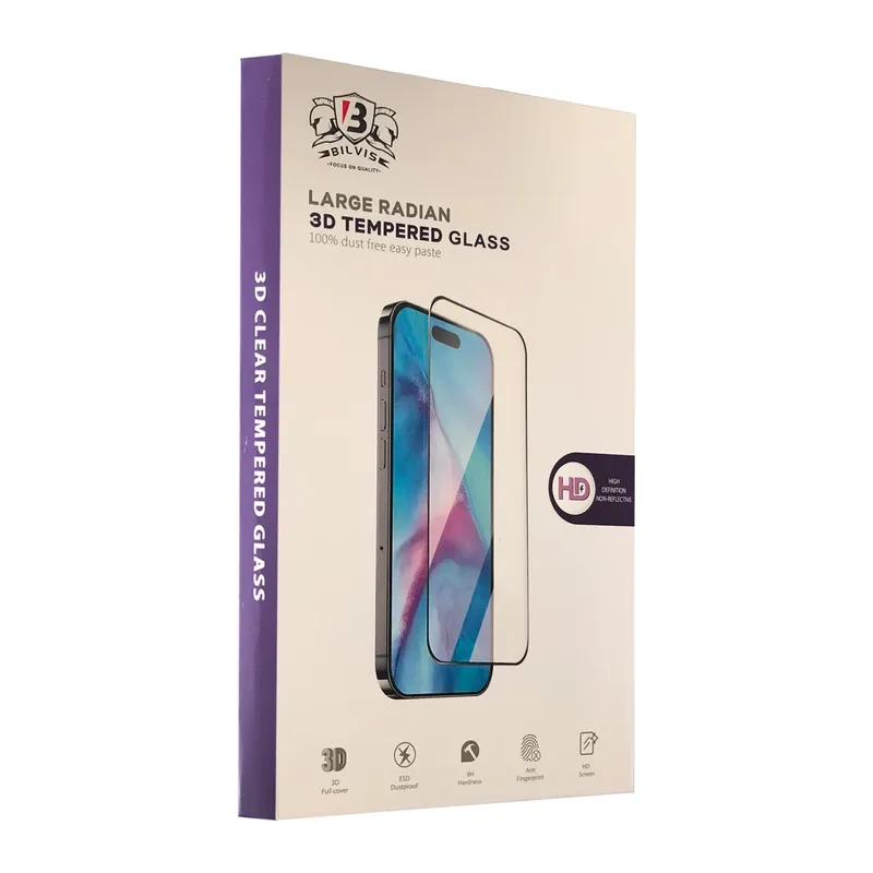 Apple iPhone 16E Uyumlu Bilvis 3D Radian Cam Ekran Koruyucu