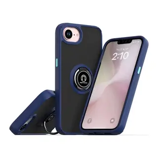 Apple iPhone 16E Uyumlu Kılıf Montreal Yüzüklü Silikon Kapak - Lacivert