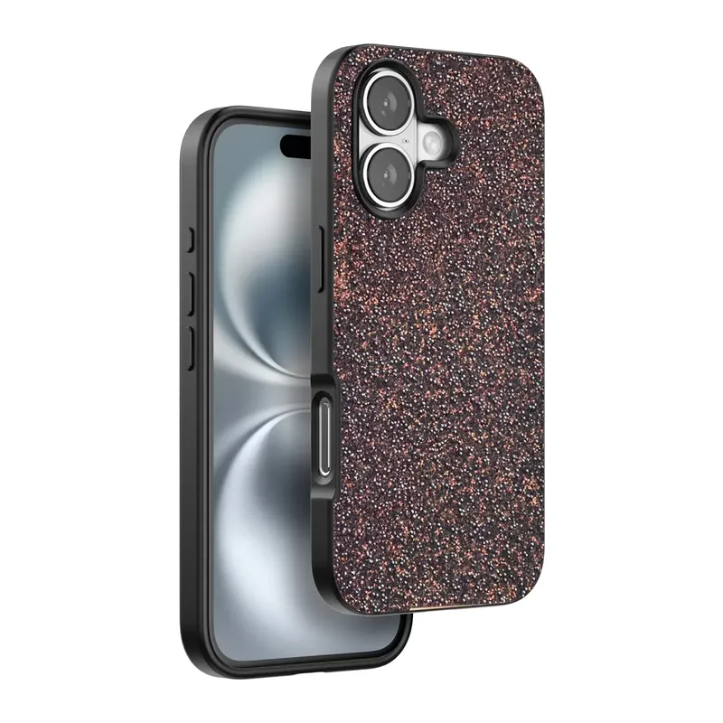 Onegif Apple iPhone 16 Plus Uyumlu Bright Simli Kapak - Derin Mor