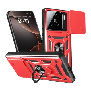 Xiaomi Mi 15 Uyumlu Kılıf Pars Lens Yüzüklü Silikon - Kırmızı