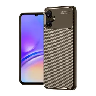 Samsung Galaxy A06 Uyumlu Kılıf Auto Focus Karbon Kapak - Kahverengi