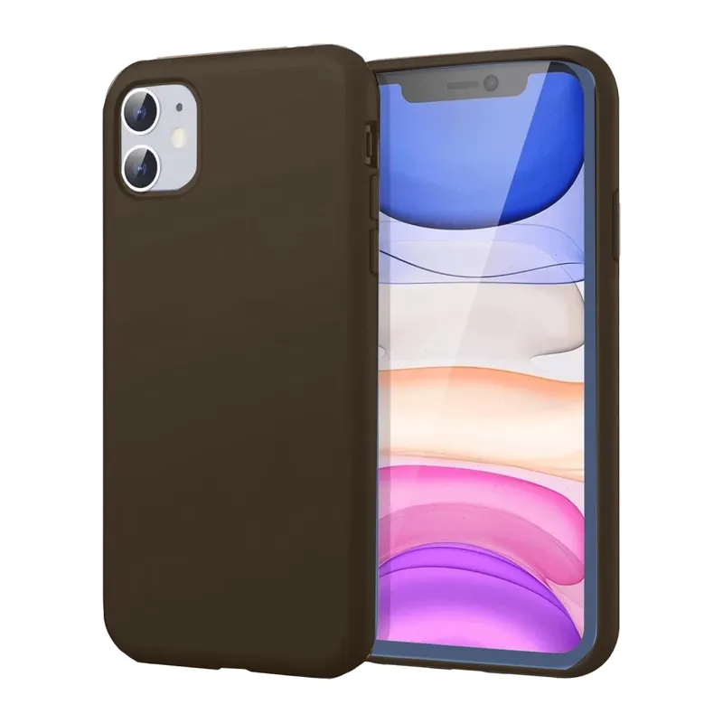 Apple iPhone 11 Uyumlu Kılıf First Silikon - Kahverengi