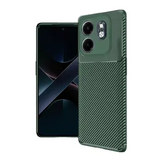 İnfinix Hot 50i 4G Uyumlu Kılıf Auto Focus Karbon Kapak - Koyu Yeşil
