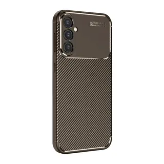 Samsung Galaxy A26 Uyumlu Kılıf Auto Focus Karbon Kapak - Kahverengi