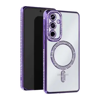 Samsung Galaxy S25 Uyumlu Edge Joke Simli Magneticsafe Kılıf - Derin Mor
