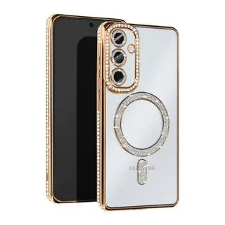 Samsung Galaxy S25 Uyumlu Edge Joke Simli Magneticsafe Kılıf - Gold