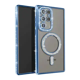 Samsung Galaxy S23 Ultra Uyumlu Joke Simli Magneticsafe Kılıf - Mavi