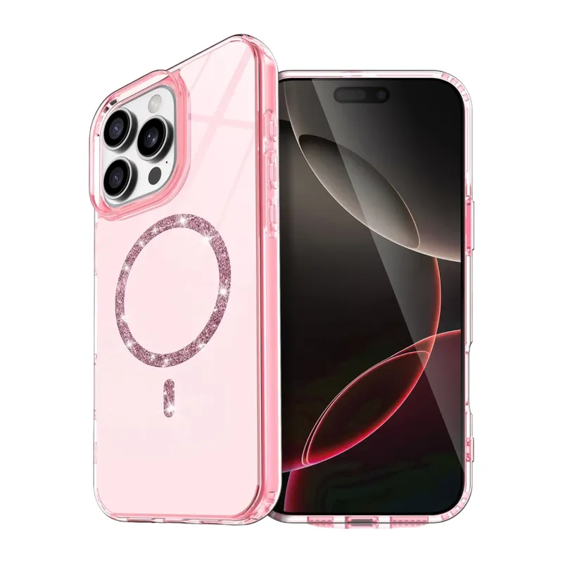Apple iPhone 14 Pro Max Uyumlu Live Diamond Magsafe Kapak - Pembe