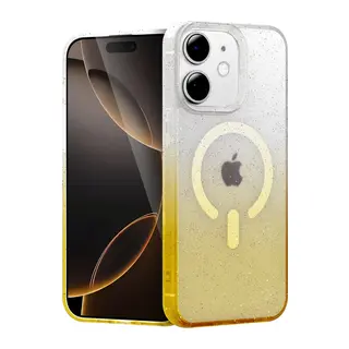 Apple iPhone 12 Uyumlu Pummel Shiny Magsafe Kapak - Gold