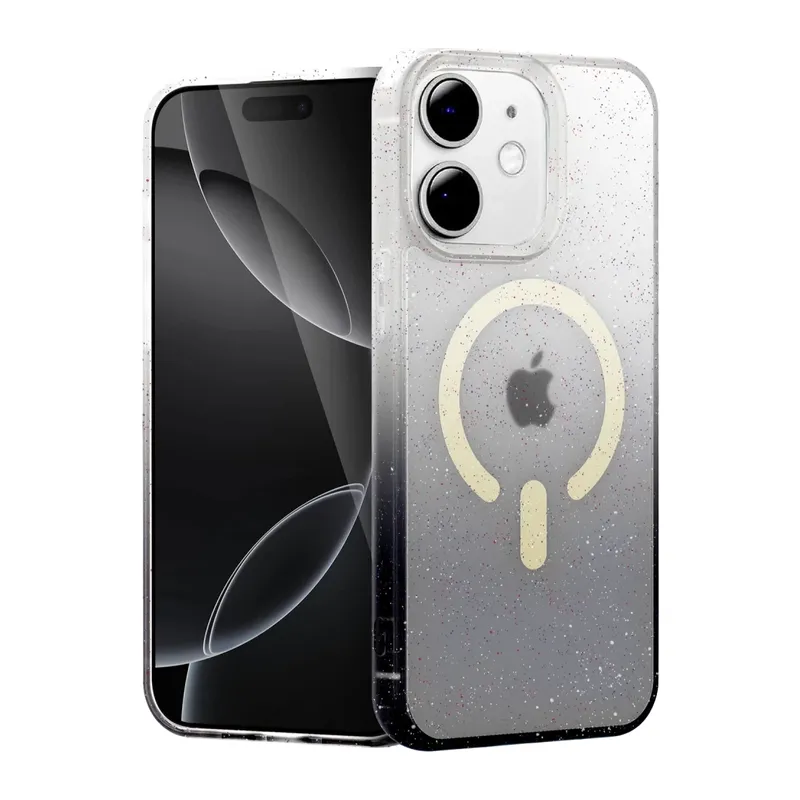 Apple iPhone 12 Uyumlu Pummel Shiny Magsafe Kapak - Siyah