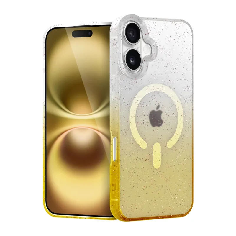 Apple iPhone 16 Plus Uyumlu Pummel Shiny Magsafe Kapak - Gold