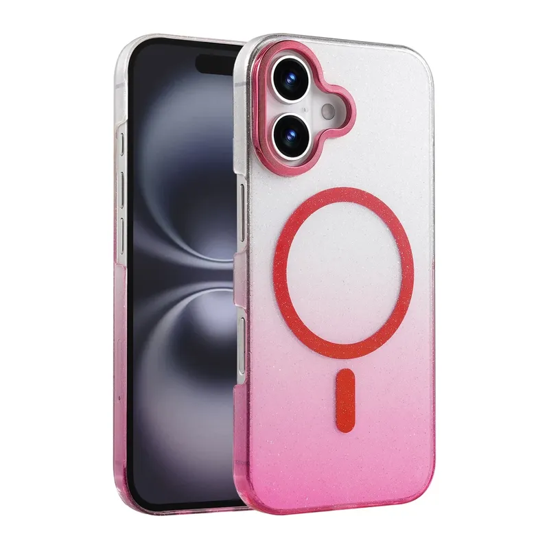 Apple iPhone 16 Plus Uyumlu Glossy Magsafe Kapak - Pembe