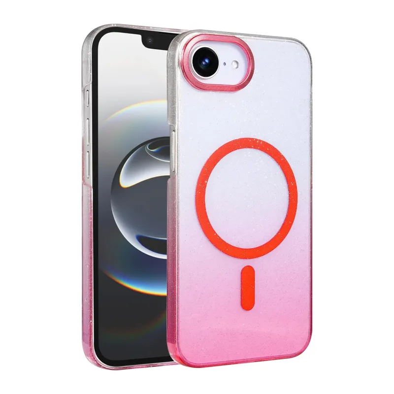 Apple iPhone 16E Uyumlu Glossy Magsafe Kapak - Pembe