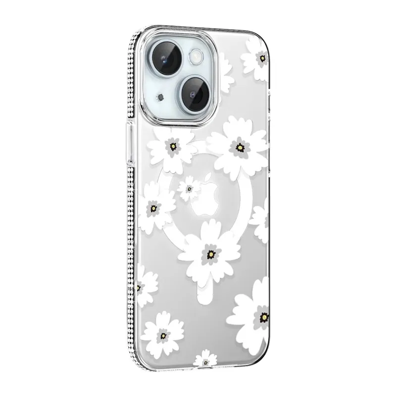 Joko Apple iPhone 14 Uyumlu Floral Magsafe Kapak - Beyaz