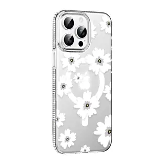 Joko Apple iPhone 15 Pro Uyumlu Floral Magsafe Kapak - Beyaz