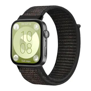 Huawei Fit 4 Hasırlı Cırtcırtlı Kordon - Siyah