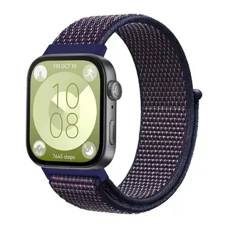 Huawei Fit 4 Hasırlı Cırtcırtlı Kordon - Mavi-Beyaz