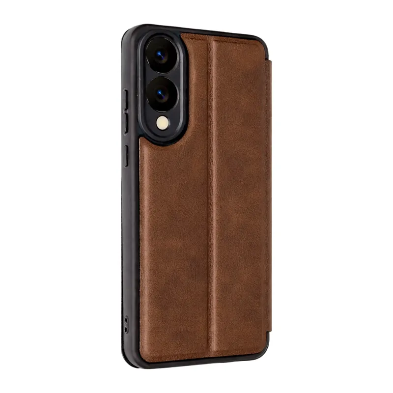 Samsung Galaxy S25 Uyumlu Edge Flip Cover - Taba