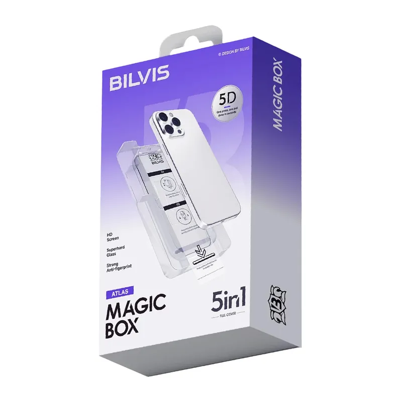 Apple iPhone 14 Uyumlu Bilvis 5in1 3D Magic Cam Ekran Koruyucu - Siyah