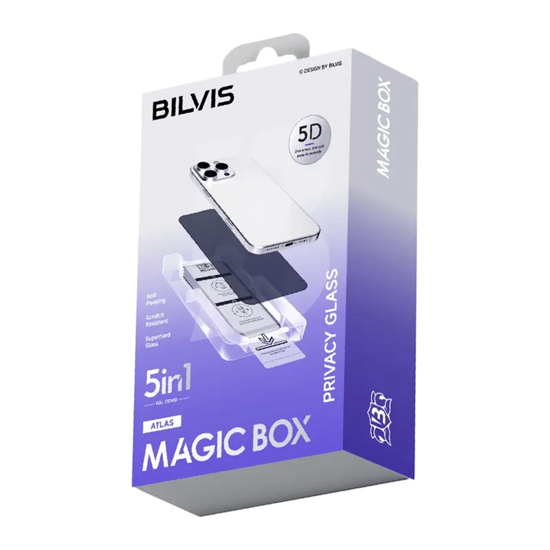 Apple iPhone 14 Pro Max Uyumlu Bilvis 5in1 5D Magic Hayalet Cam Ekran Koruyucu - Siyah