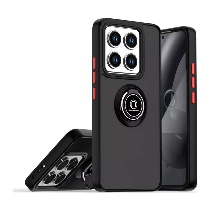Xiaomi Mi 14T Uyumlu Montreal Yüzüklü Silikon Kapak - Siyah
