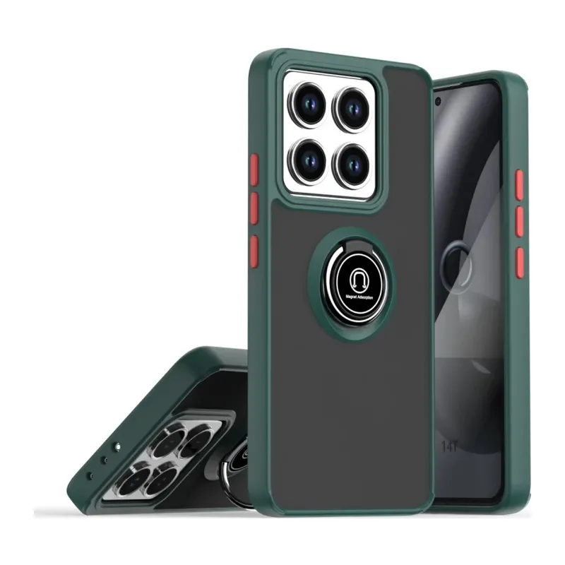 Xiaomi Mi 14T Uyumlu Montreal Yüzüklü Silikon Kapak - Yeşil