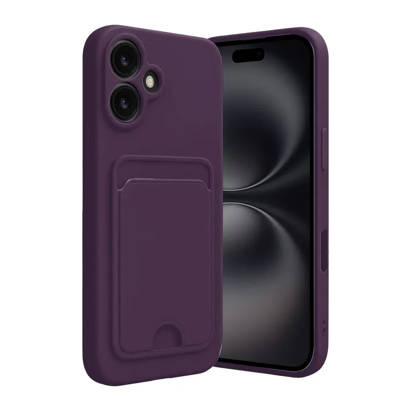Apple iPhone 16 Kılıf Kelvin Kartvizitli Silikon - Derin Mor
