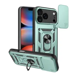 Apple iPhone 17 Pro Max Uyumlu Pars Lens Yüzüklü Silikon - Yeşil